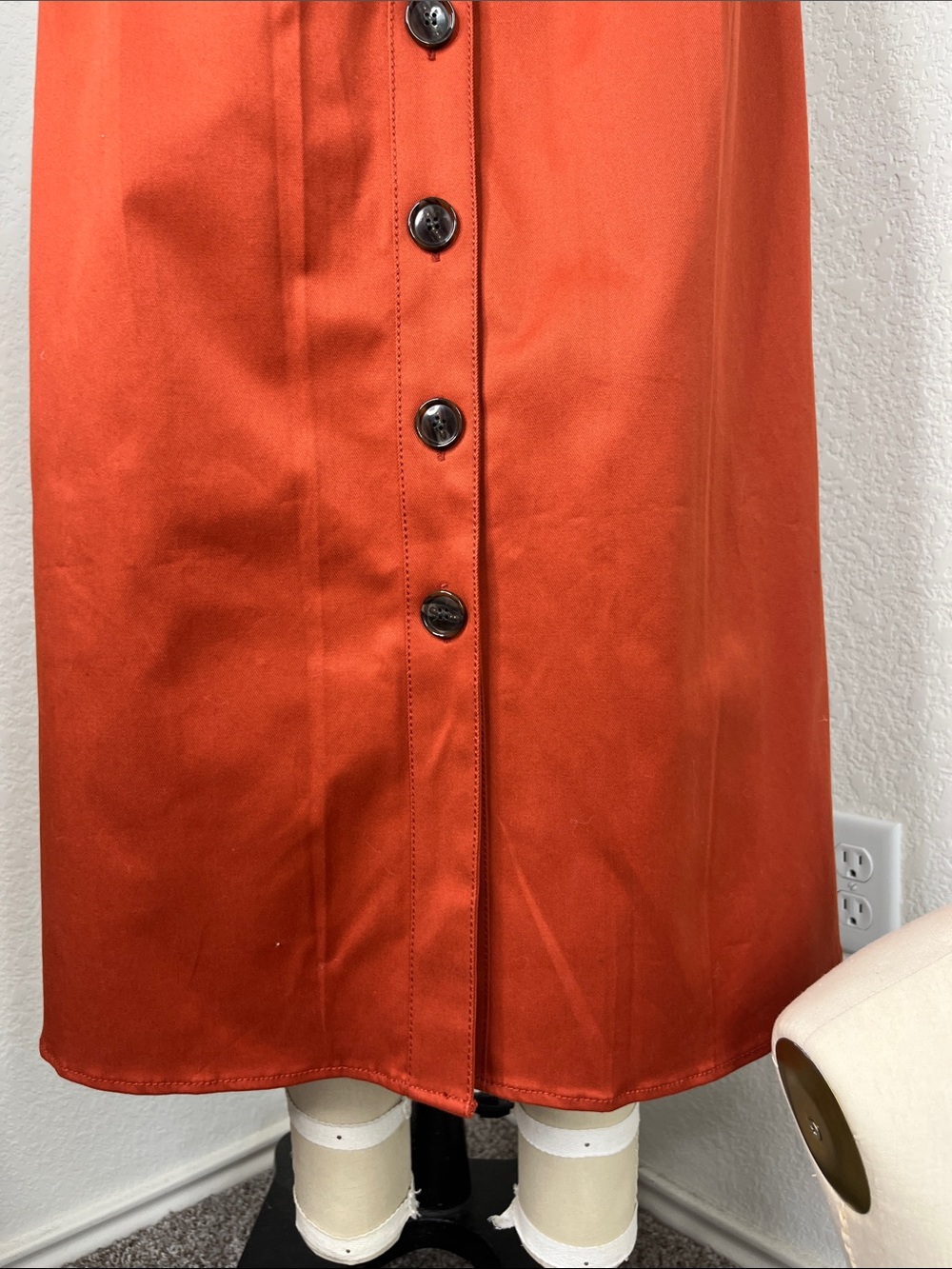 J Crew Button Front Stretch Twill Midi Dress Tailored Darted V Neck - Picture 7 of 12